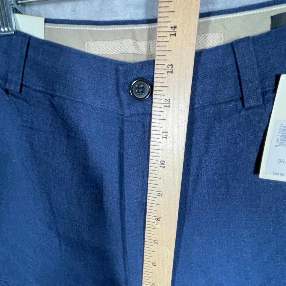 Banana Republic Mens Navy Blue 100% Linen Flat Front Shorts Size 36 NWT